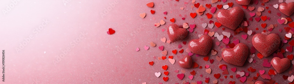 Aufkleber wall covered with colorful hearts in various sizes and patterns creating a vibrant and playful desig