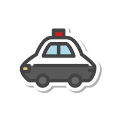 ステッカー風乗り物関連の単品アイコン　パトカー