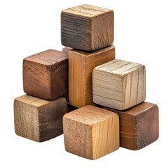 wooden blocks Isolated on transparent background