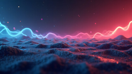 water wave thunders in the red and blue sky, Generative Ai