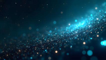 Fototapeta premium Blue glitter night sky on glass, Generative Ai