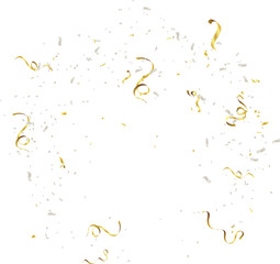 Gold confetti falls. confetti, streamer, tinsel on a transparent background for design and congratulations.Vector