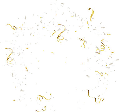 Gold confetti falls. confetti, streamer, tinsel on a transparent background for design and congratulations.Vector