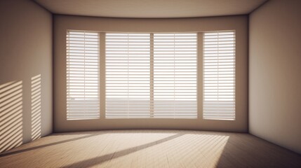 Obraz premium Natural light fills a spacious room with elegant window blinds