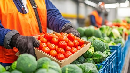 Farmers loading fresh produce onto trucks for cold chain logistics