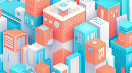 Fototapeta premium Abstract Cityscape: A Modern Architectural Composition in Pastel Hues