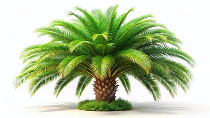 Obraz premium Lush Green Date Palm Tree Isolated on White Background - Stock Photo