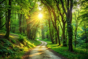 Fototapeta premium Lush Green Forest Path: Growth, Opportunity, and the Journey to 2025