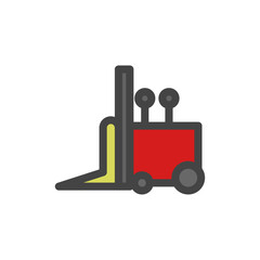 カラー乗り物関連の単品アイコン　フォークリフト