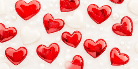 Fototapeta premium Marble background red hearts with gold accents artistic elegant design 