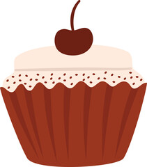 Hand drawn Chocolate Cupcake Illustration