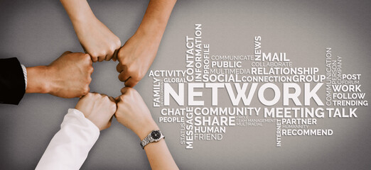 Human Resources Recruitment and People Networking Concept. Modern graphic interface showing...