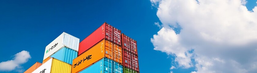 Port with multilingual signs, showcasing international collaboration in logistics