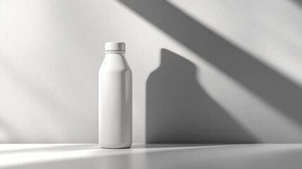 White bottle mockup on white background with shadows.