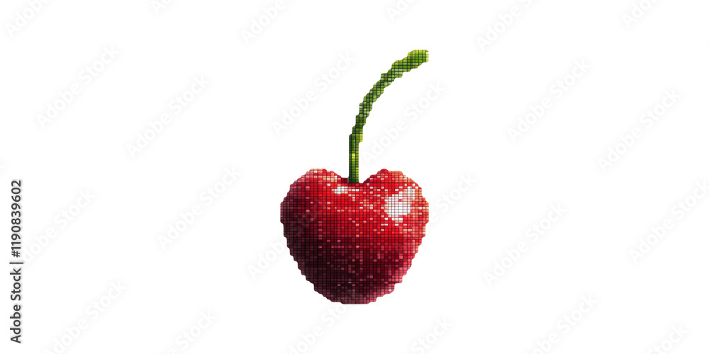 Poster pixelated cherry isolated on transparent background