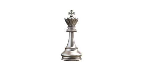 Fototapeta premium Silver chess king piece isolated on transparent background