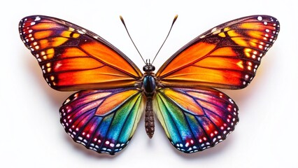 Obraz premium Vibrant Monarch Butterfly Isolated on White Background - High-Resolution Stock Photo
