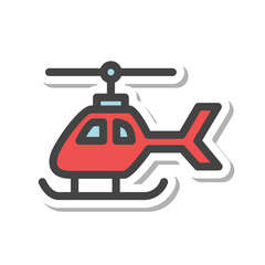 ステッカー風乗り物関連の単品アイコン　ヘリコプター