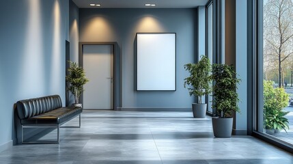 Minimalist Office Waiting Area Design. Generative AI