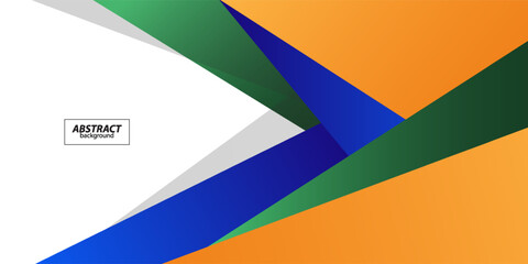 Obraz premium Abstract 3D orange and green overlapping background with shadow. Orange and blue colors on white background. Vector Eps10