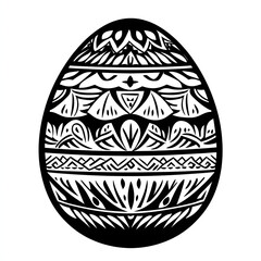 Easter egg line art black and white illustration, art for print, sketch tattoo idea, line and geometric ornament, Easter ideas for eggs drawing, printable, on white background