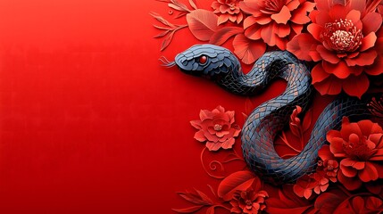 Obraz premium Chinese New Year.lunar new year,year of the snake.&nbsp;symbolizes the Lunar New Year of China