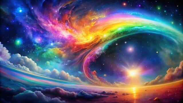 Vibrant Pride Month Galaxy: Colorful Surreal Space Background for Text Overlay