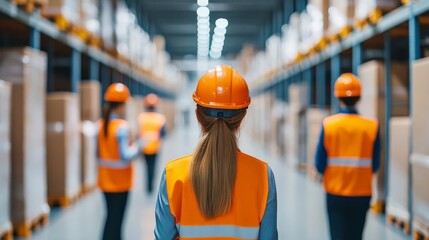 Workers managing reverse logistics for returned goods in a clean, efficient warehouse