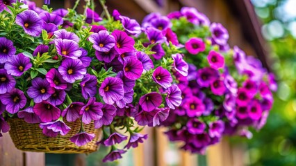 Vibrant Purple Million Bells Hanging Basket Close-up - Stunning Calibrachoa Blooms