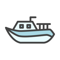 カラー乗り物関連の単品アイコン　ボート