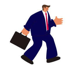 Cartoon style illustration of businessman in business suit. Business, finance, professional activity. Can be used for presentations, reports, training materials. Vector illustration