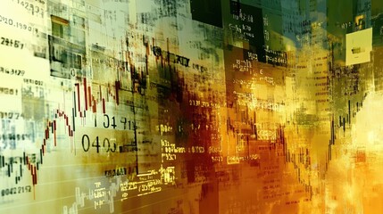 Naklejka premium Dynamic Graphs and Numbers for Abstract Financial Data Visualization Insights and Analysis