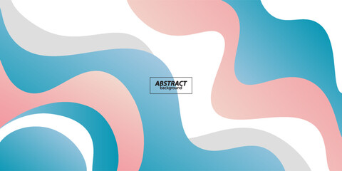 Blue and pink geometric business banner design. Creative banner design with wave and line shape as template. Simple design on white horizontal banner. Vector Eps10