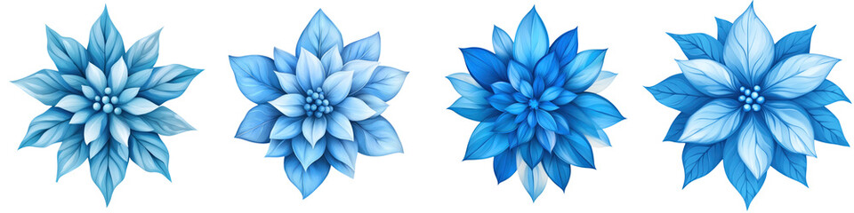 Fototapeta premium Beautiful blue flowers with intricate petals and winter theme evoke sense of magic and tranquility