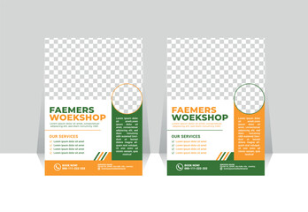 Modern Farming Solutions Vector Flyer Template Design | Agriculture Service Flyer Layout