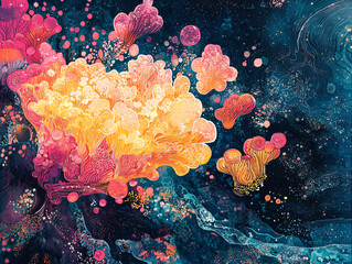 Obraz premium Cosmic Coral Bloom