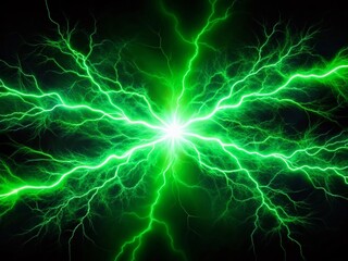 Fototapeta premium Macro Green Lightning Bolt Energy Burst - Abstract Nature Photography