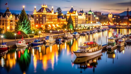 Fototapeta premium Victoria Inner Harbour Christmas Night Tilt-Shift Photography - BC Canada