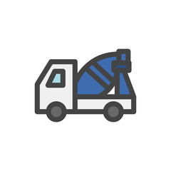 カラー乗り物関連の単品アイコン　ミキサー車
