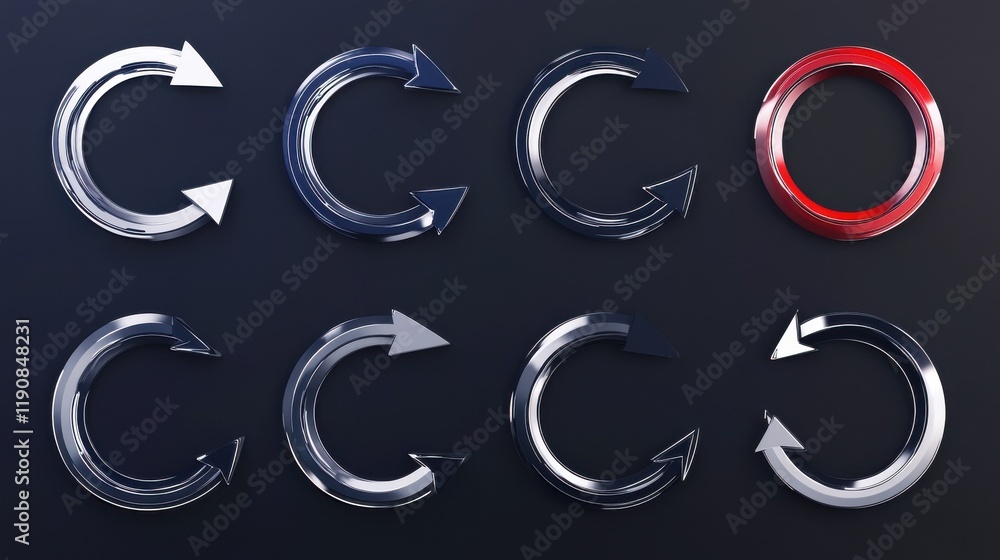 Poster reload arrows. circle arrow, connect or recycle digital icons. connection restart symbols, isolated 