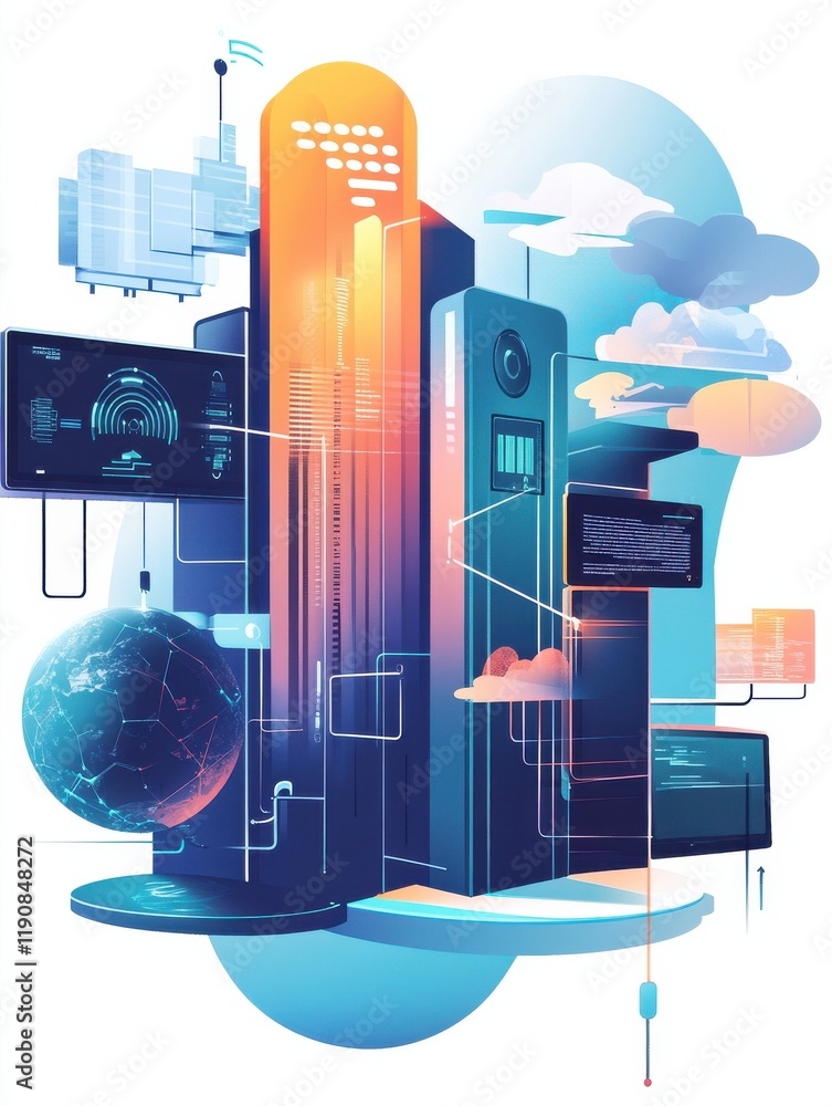 Poster network access abstract concept vector illustration set. global web connection, vpn access, ad block