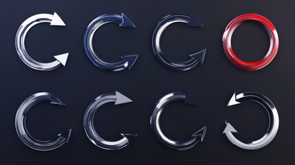 Obraz premium Reload arrows. Circle arrow, connect or recycle digital icons. Connection restart symbols, isolated rotate round group recent vector collection