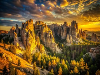 Vintage Black Hills South Dakota Rock Formations Scenic Landscape Photography