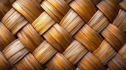 Obraz premium Rustic braided texture of palm leaves. Generative AI