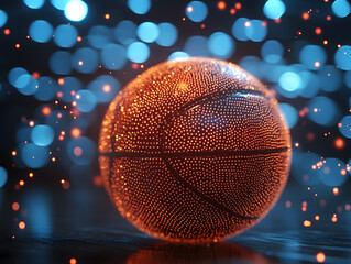  basketball with a glowing betting app interface in the background. Professional look for sports betting campaigns.