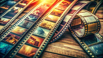 Vintage Carousel Slides: Three Retro Film Projector Slides in a Row