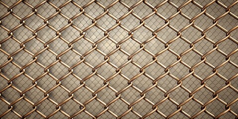 Vintage Chain Link Fence: Isolated Metallic Wire Mesh, 3D Rendered