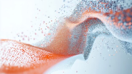 3D AI Driven Language Processing Elements: Abstract Vector Design with Flowing Text and Digital Patterns on White Background for Linguistic Analysis