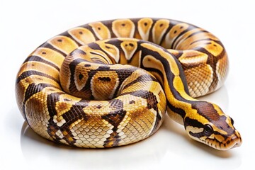 Obraz premium Macro Photo of African Ball Python Isolated on White Background, Clipping Path Included