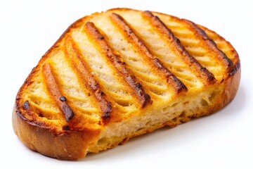 Fototapeta premium Macro Photo of Grilled Crusty Toast Slice, Isolated on White